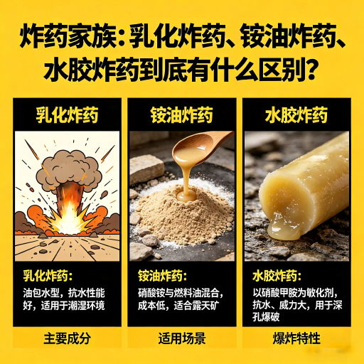 金秀炸药家族：乳化炸药、铵油炸药、水胶炸药到底有什么区别？